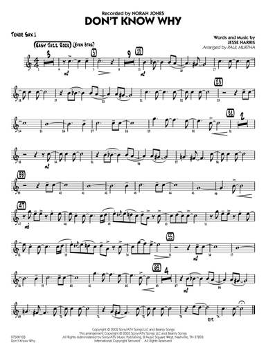 Don't Know Why (arr. Paul Murtha) - Tenor Sax 1