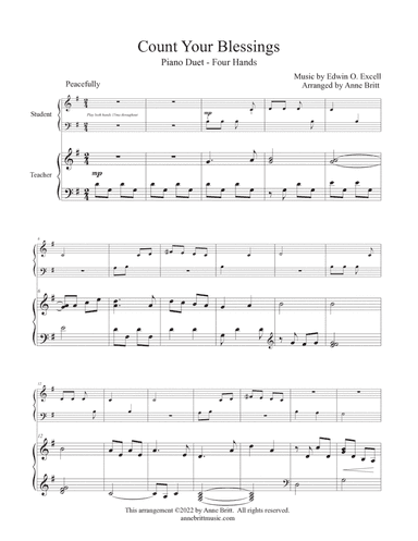 Count Your Blessings (elementary student/teacher piano duet)