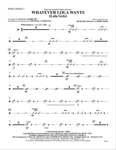 Whatever Lola Wants (Lola Gets) (from the musical Damn Yankees): 1st Percussion