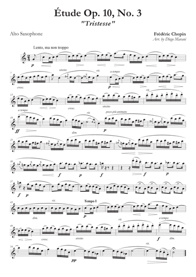 Etude Op. 10, No. 3 for Alto Saxophone and Piano
