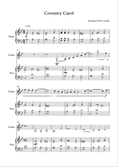 Coventry Carol (Piano Violin)
