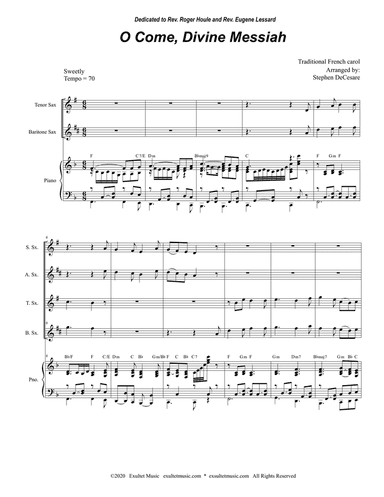 O Come, Divine Messiah (Saxophone Quartet and Piano)