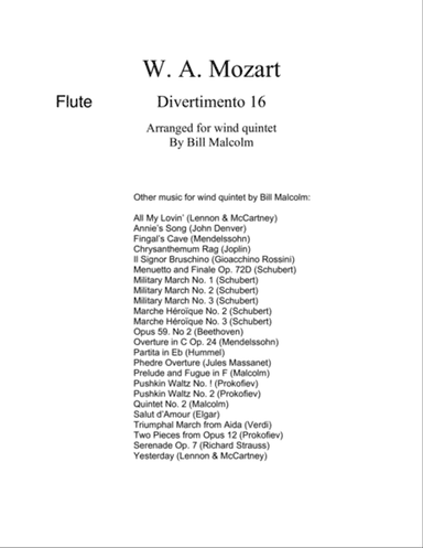 Divertimento No. 16 for wind quintet