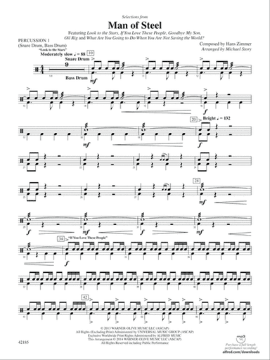 Man of Steel, Selections from: 1st Percussion