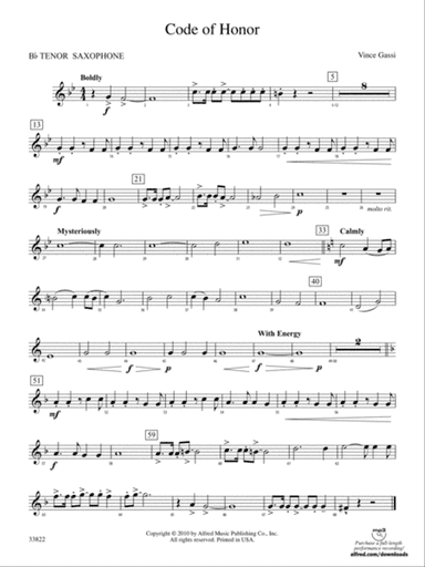 Code of Honor: B-flat Tenor Saxophone