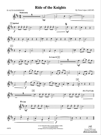 Ride of the Knights: E-flat Alto Saxophone