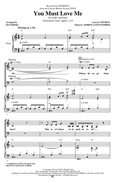 You Must Love Me (from Evita) (arr. Ed Lojeski)