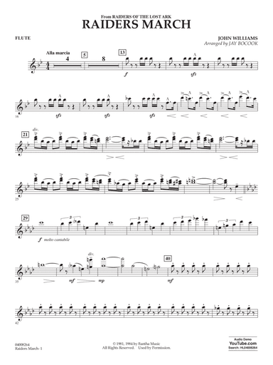 Raiders March (from Raiders Of The Lost Ark) (arr. Jay Bocook) - Flute