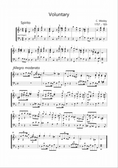 VOLUNTARY - Welsey - For Piano-Organ