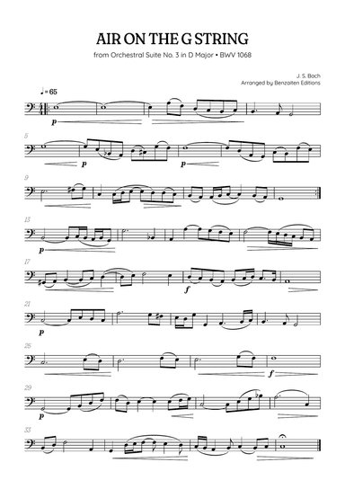 JS Bach • Air on the G String from Suite No. 3 BWV 1068 | trombone sheet music