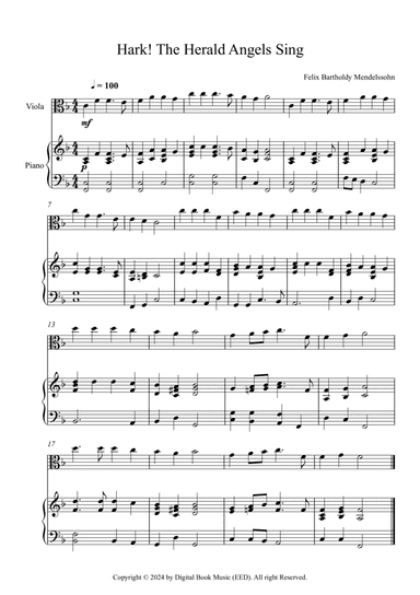 Hark! The Herald Angels Sing, Felix Bartholdy Mendelssohn (Viola + Piano)