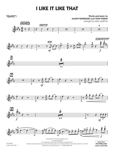 I Like It Like That (arr. Paul Murtha) - Trumpet 1