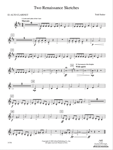 Two Renaissance Sketches: (wp) E-flat Alto Clarinet