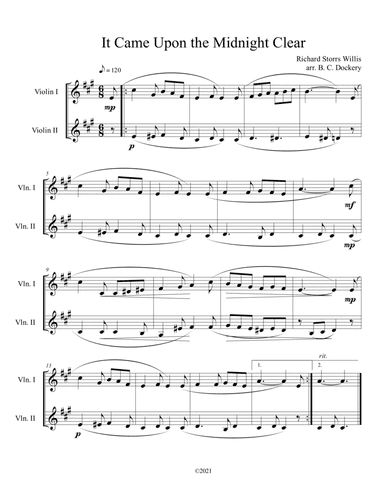 It Came Upon the Midnight Clear (Violin Duet)