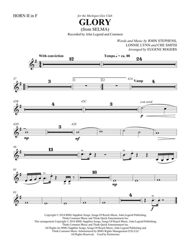Glory (from Selma) (arr. Eugene Rogers) - Horn 2 in F
