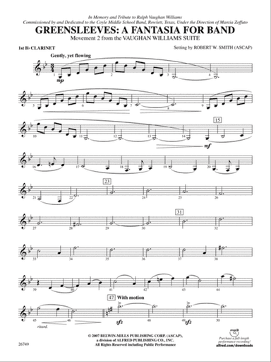 Greensleeves: A Fantasia for Band: 1st B-flat Clarinet