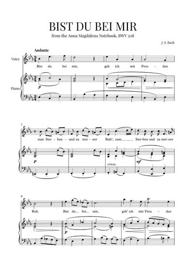 Bist du Bei Mir (E-flat Major)