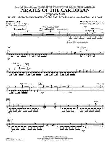 Pirates Of The Caribbean (Symphonic Suite) (arr. John Wasson) - Percussion 2