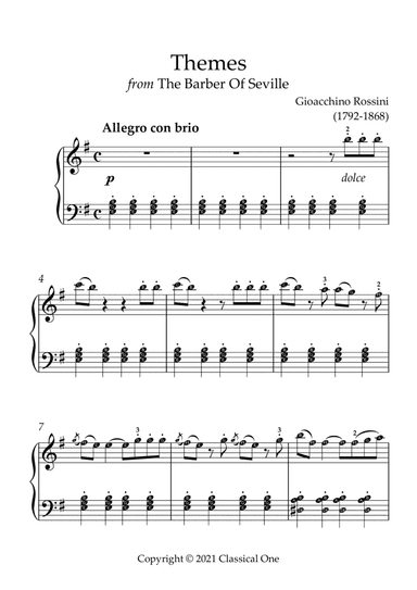 Rossini - Themes from The Barber of Seville(With Note name)