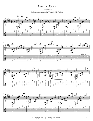 Amazing Grace - Classical Guitar