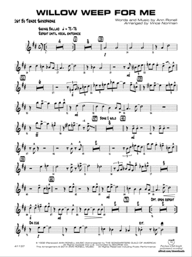 Willow Weep for Me: B-flat Tenor Saxophone