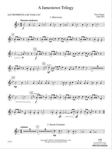 A Jamestown Trilogy: (wp) 2nd B-flat Trombone T.C.