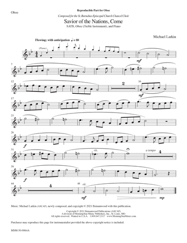 Savior of the Nations Come (Oboe/Treble Instrument Part)