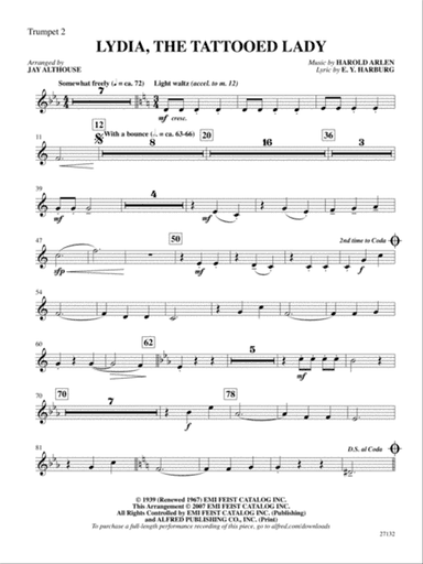 Lydia, the Tattooed Lady: 2nd B-flat Trumpet