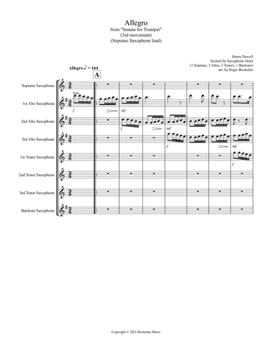 Allegro (from "Sonata for Trumpet") (Bb) (Saxophone Octet - 1 Sop, 3 Alto, 3 Tenor, 1 Bari) (Soprano