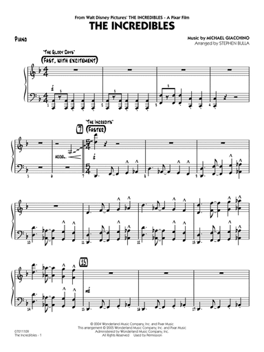 The Incredibles (arr. Stephen Bulla) - Piano