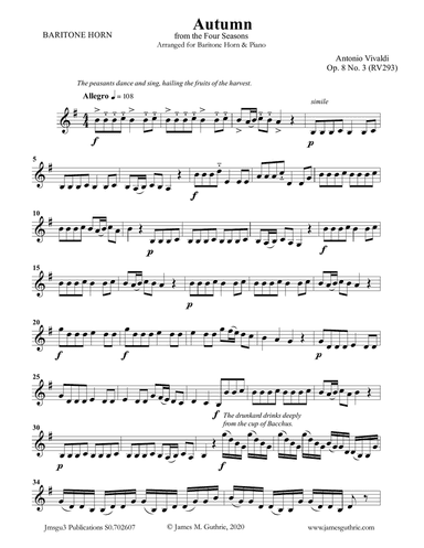 Vivaldi: Autumn from the Four Seasons for Baritone Horn & Piano