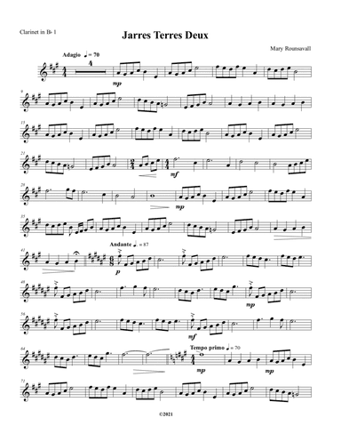 Jarres Terres Deux: Bb CLARINET 1 PART