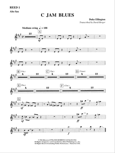 C Jam Blues: E-flat Alto Saxophone