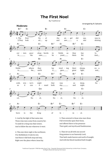 The First Noel (Key of E-Flat Major)