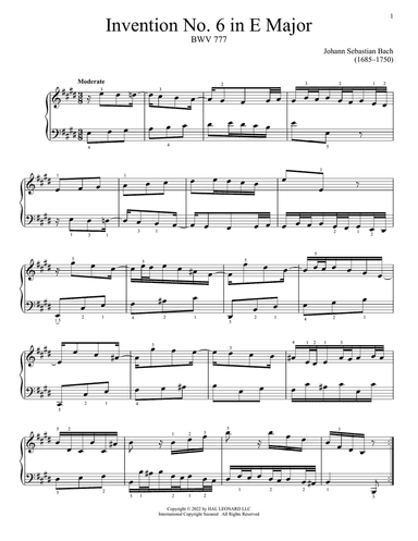 Invention No. 6 In E Major, BWV 777