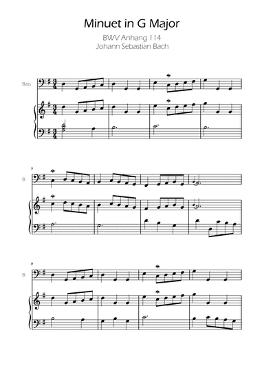 Minuet in G major BWV Anh. 114 - Bach - String Bass