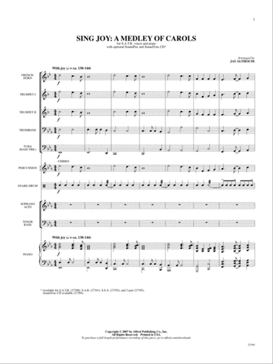 Sing Joy: A Medley of Carols: Score