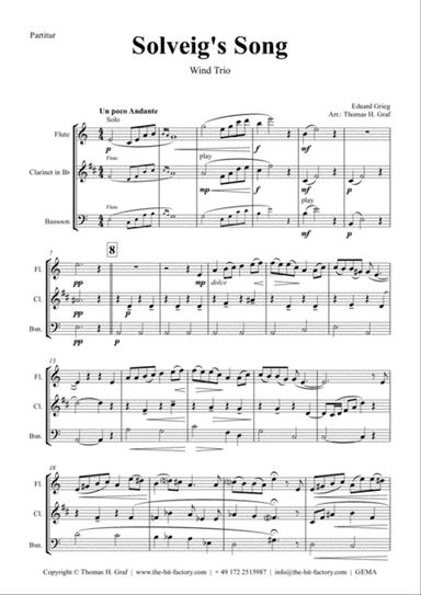 Solveig's Song - from Peer Gynt Suite - Wind Trio