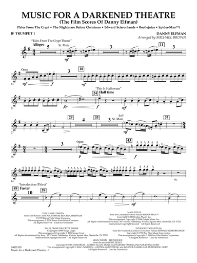 Music for a Darkened Theatre (The Film Scores of Danny Elfman) (arr. Brown) - Bb Trumpet 1