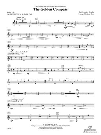 The Golden Compass: (wp) 2nd B-flat Trombone T.C.