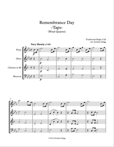 Remembrance Day. 'Taps' (Wind Quartet)