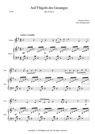 Auf Flugeln des Gesanges in G