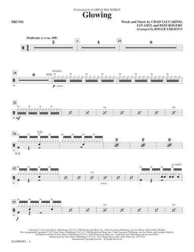 Glowing (arr. Roger Emerson) - Drums