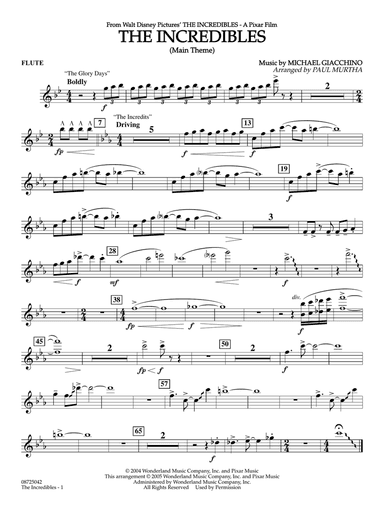 The Incredibles (Main Theme) (arr. Paul Murtha) - Flute