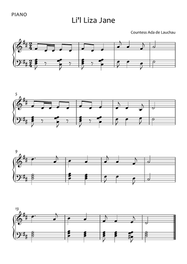 Li'l Liza Jane - Easy Piano