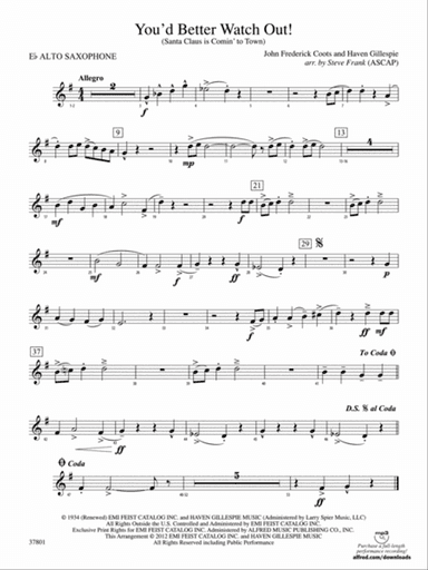 You'd Better Watch Out!: E-flat Alto Saxophone