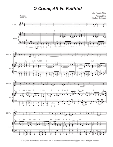 O Come All Ye Faithful (Flute or Violin solo and Piano)