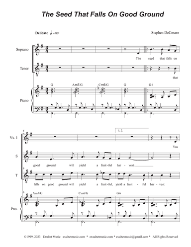 The Seed That Falls On Good Ground (Duet for Soprano and Tenor solo)
