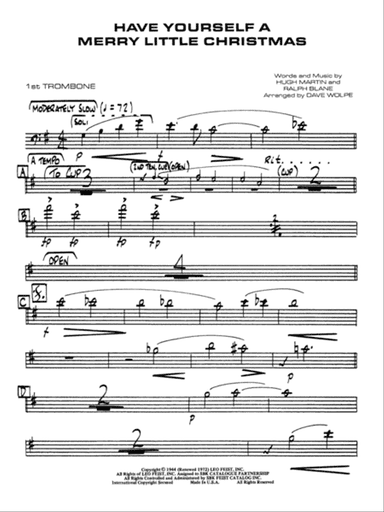 Have Yourself a Merry Little Christmas: 1st Trombone