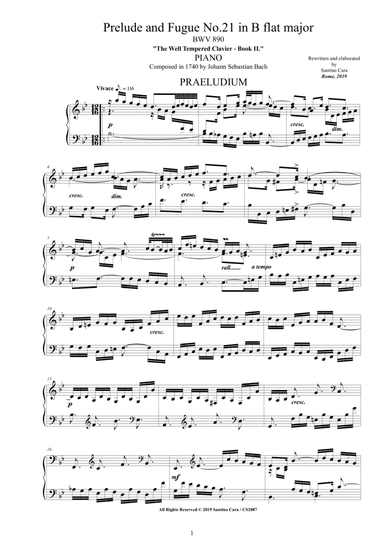 Bach - Prelude and Fugue No.21 in B flat major BWV 890 for Piano